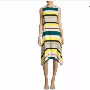 Lafayette 148 Romona Sleeveless Merengue-Striped Tech Dress